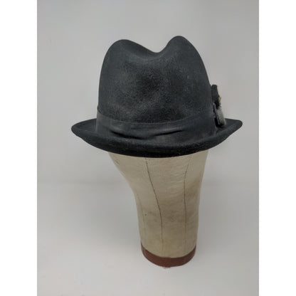 Scala Collezione 100% Wool Fedora Hat OS Black Gem Fabric Flower Accent