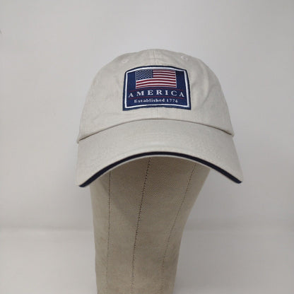 Sonoma Men's Slideback Hat Cap Tan OSFA Patriotic Embroidered Flag Logo