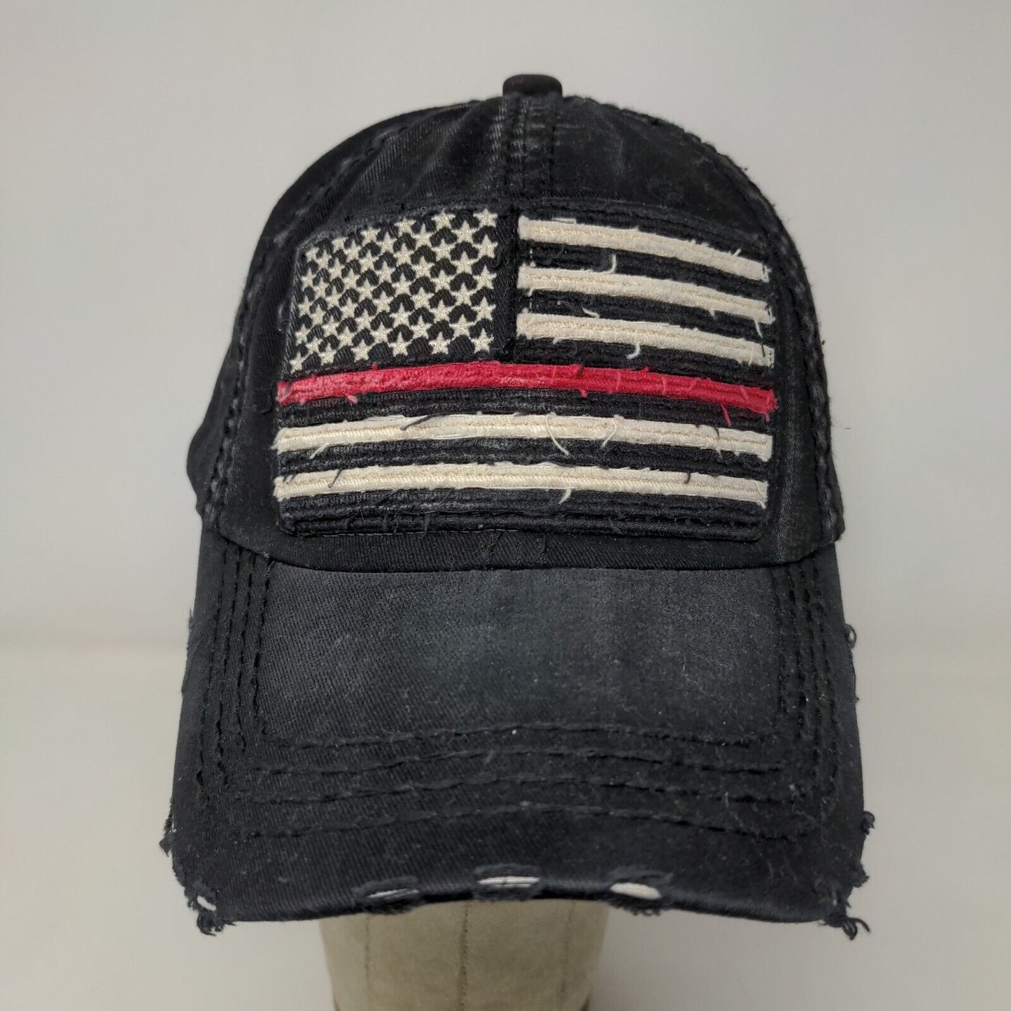 KBEthos Men's Patriotic Slideback Hat Black OS Distressed Big American Flag