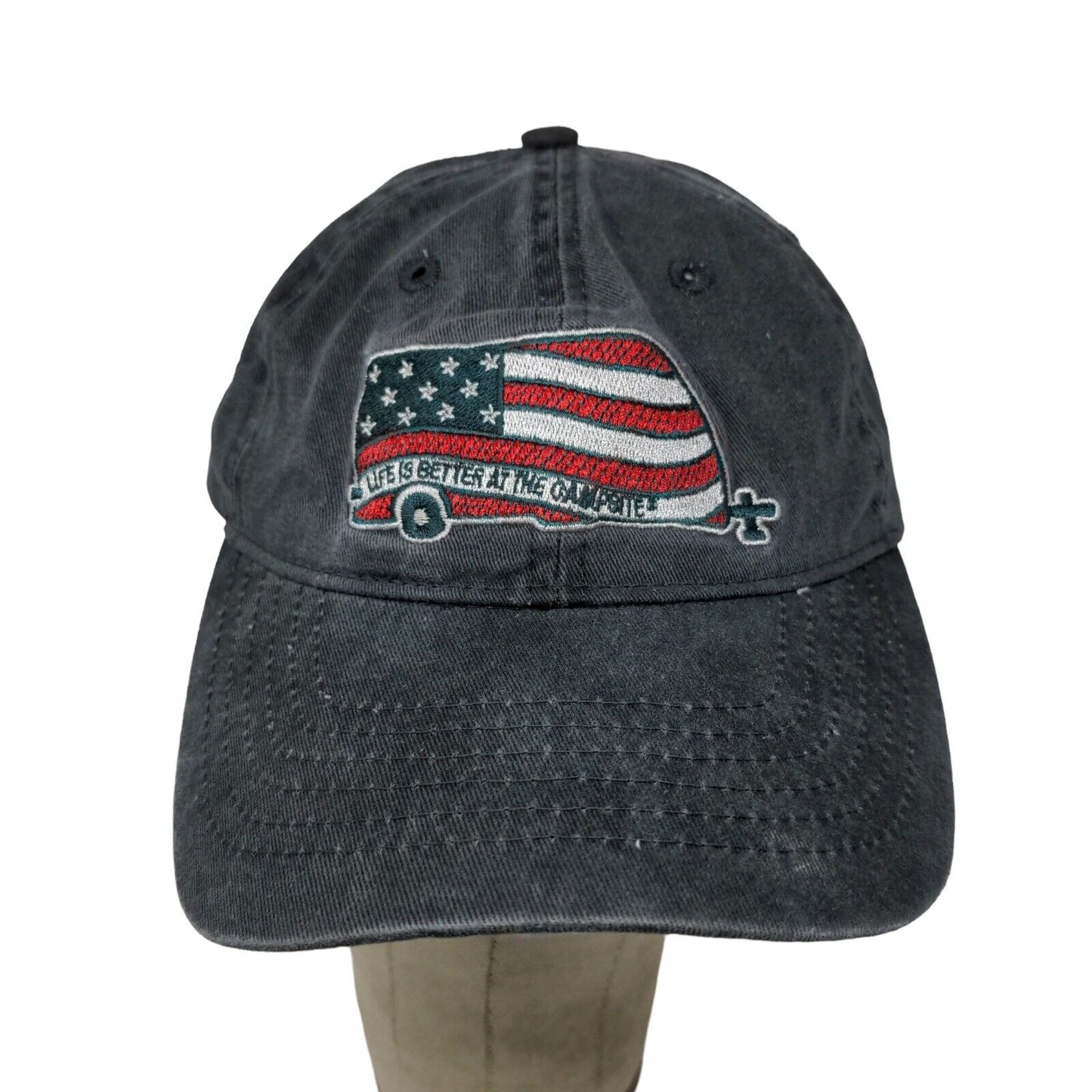 Camco Gray Denim Slideback Hat Life Is Better At The Campsite RV Trailer USA OS