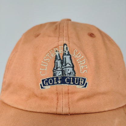Clustere Spires Golf Club Orange Hat Cap Adjustable Strap Back Embroidered