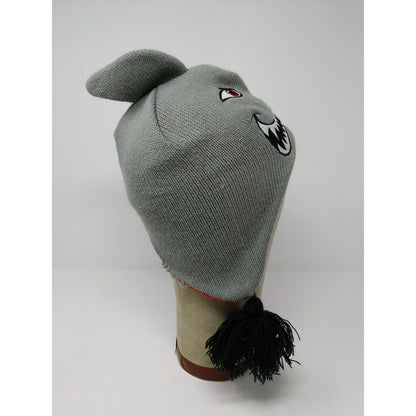 Youth Boys Shark Beanie Trapper Hat Embroidered Decorations Gray SEE DESC