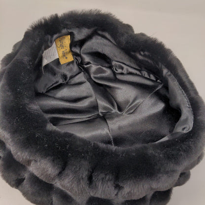 Midnight Velvet Womens Vegan Fur Hat Wool Blend Black Size NOE