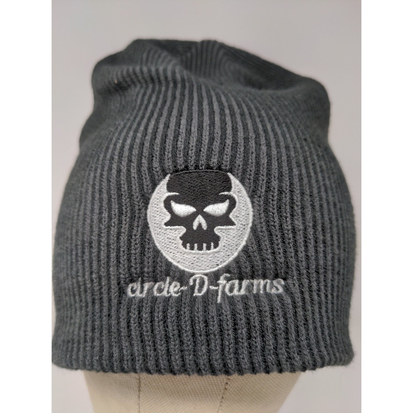 Port Authority Circle D Farms Beanie Hat Embroidered Skull Logo Black