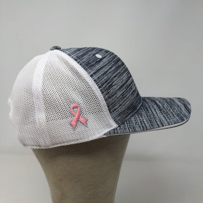 Ariat Men's Snapback Mesh Back Hat Gray White Breast Cancer Awareness Logo