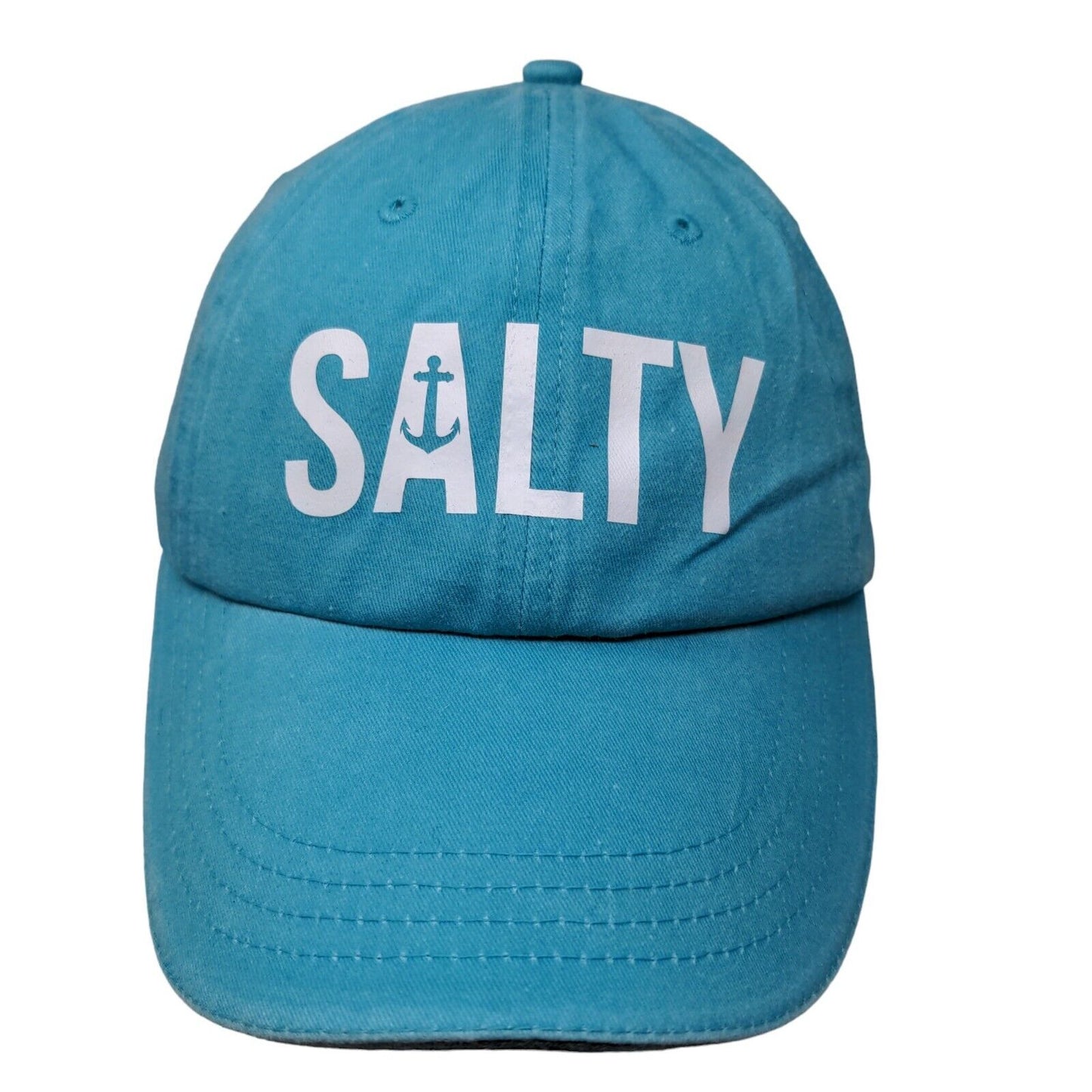 Anvil Men's Strapback Hat Blue Adjustable Graphic Salty Anchor Logo 100% Cotton