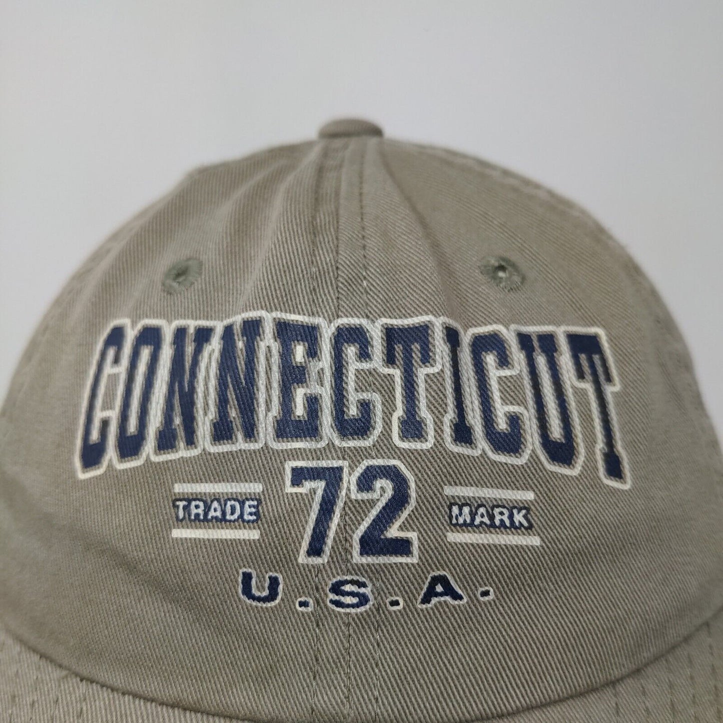 Infinity Men's Slideback Hat Green Brown OSFA Connecticut #72 Graphic Logo