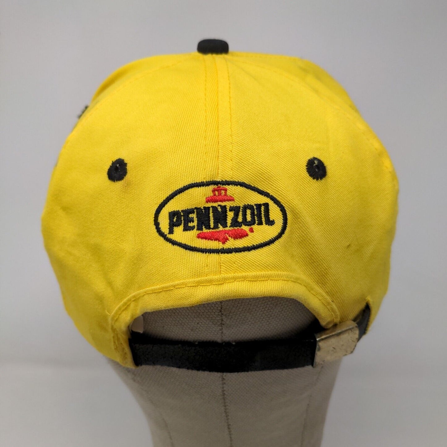 Pennzoil Racing Men's Slideback Hat Yellow Black Signed Autographed Vintage USA