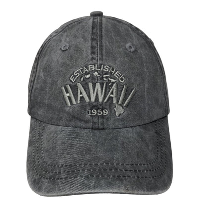 Unbranded Men's Slideback Hat Gray Adjustable Embroidered Hawaii Logo 1959