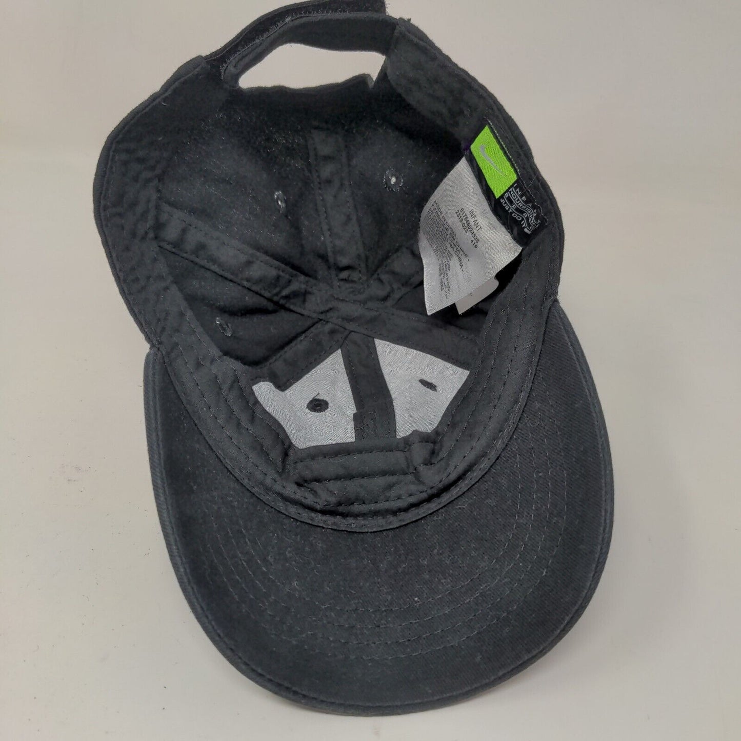 Nike Baby Infant Strapback Hat Black Swoosh Logo Embroidered 100% Cotton