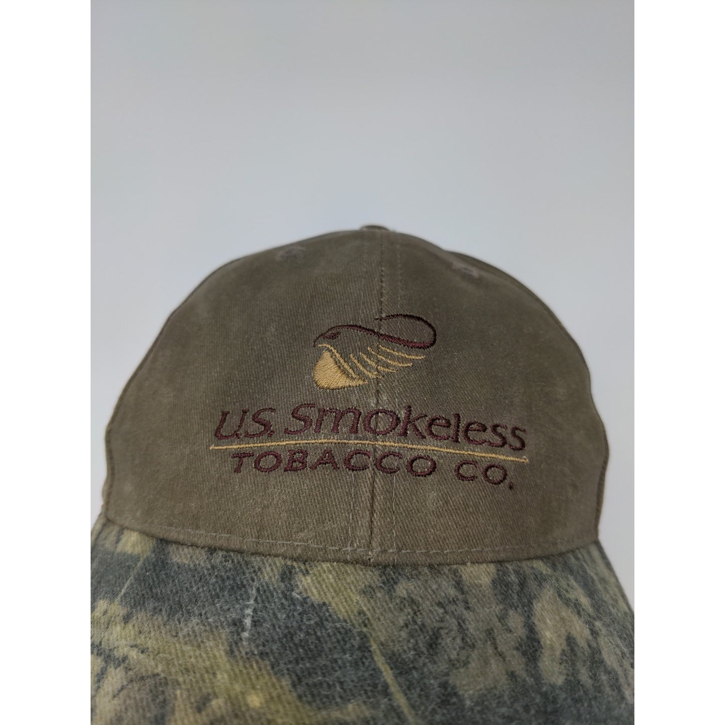 US Smokeless Tobacco Co Mossy Oak Camo Strapback Hat  Brown SEE DESC