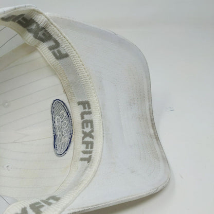 FlexFit Men's Ford Racing Fitted Hat White Striped Size S/M Embroidered Logo
