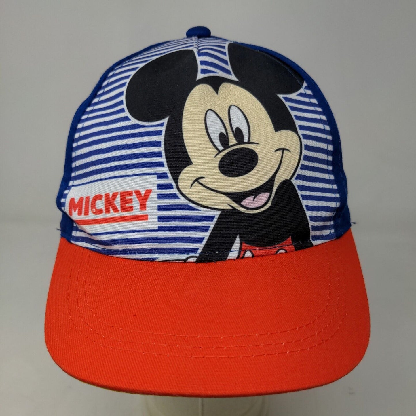 Disney Mickey Mouse Boy's Strapback Hat Blue Striped Adjustable