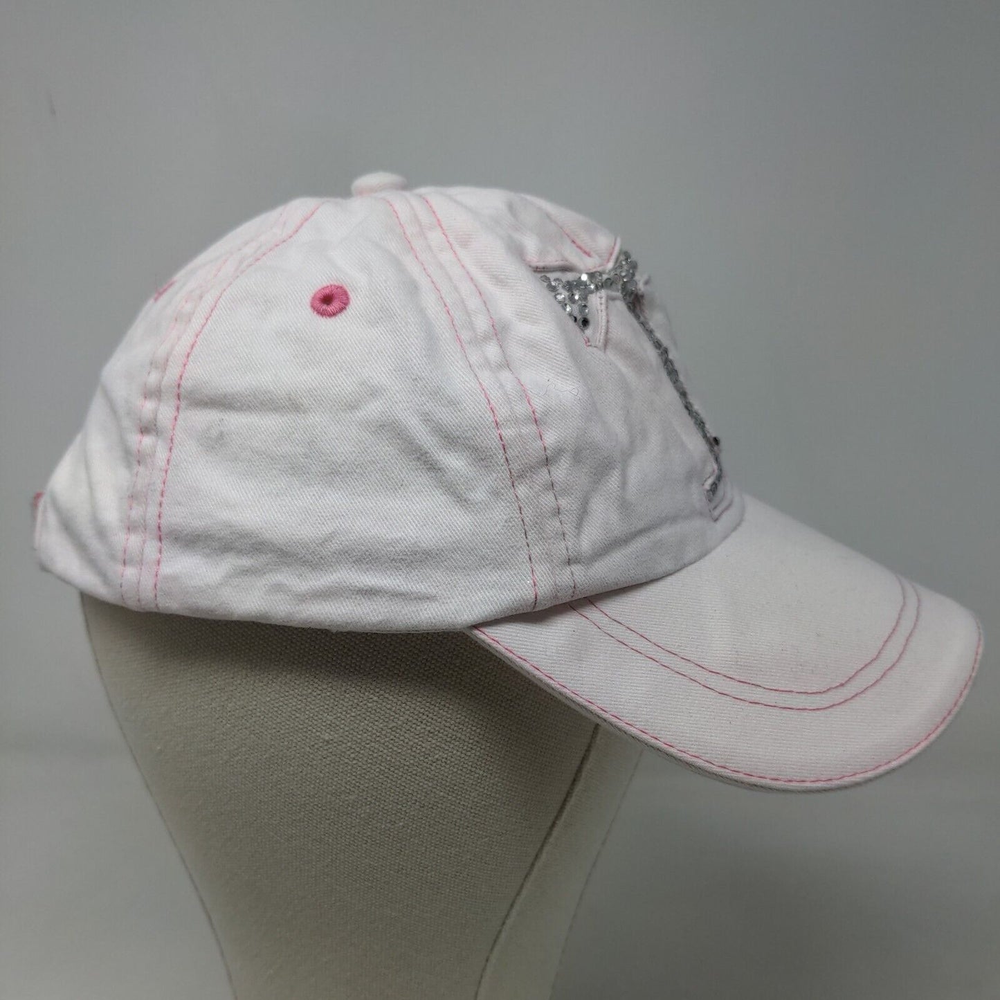 Walt Disney World Girls Strapback Hat Pink Embroidered Tinkerbell Rhinestones