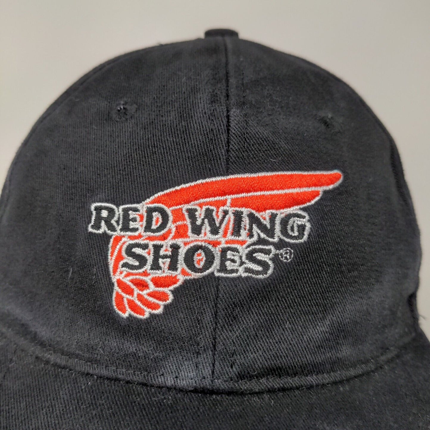 Red Wing Shoes Mens Strapback Hat Black Adjustable Embroidered Logo