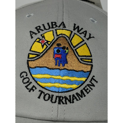 Rare SAMPLE Mens Aruba Way Golf Tournament Hat Gray Mesh Back Strapback