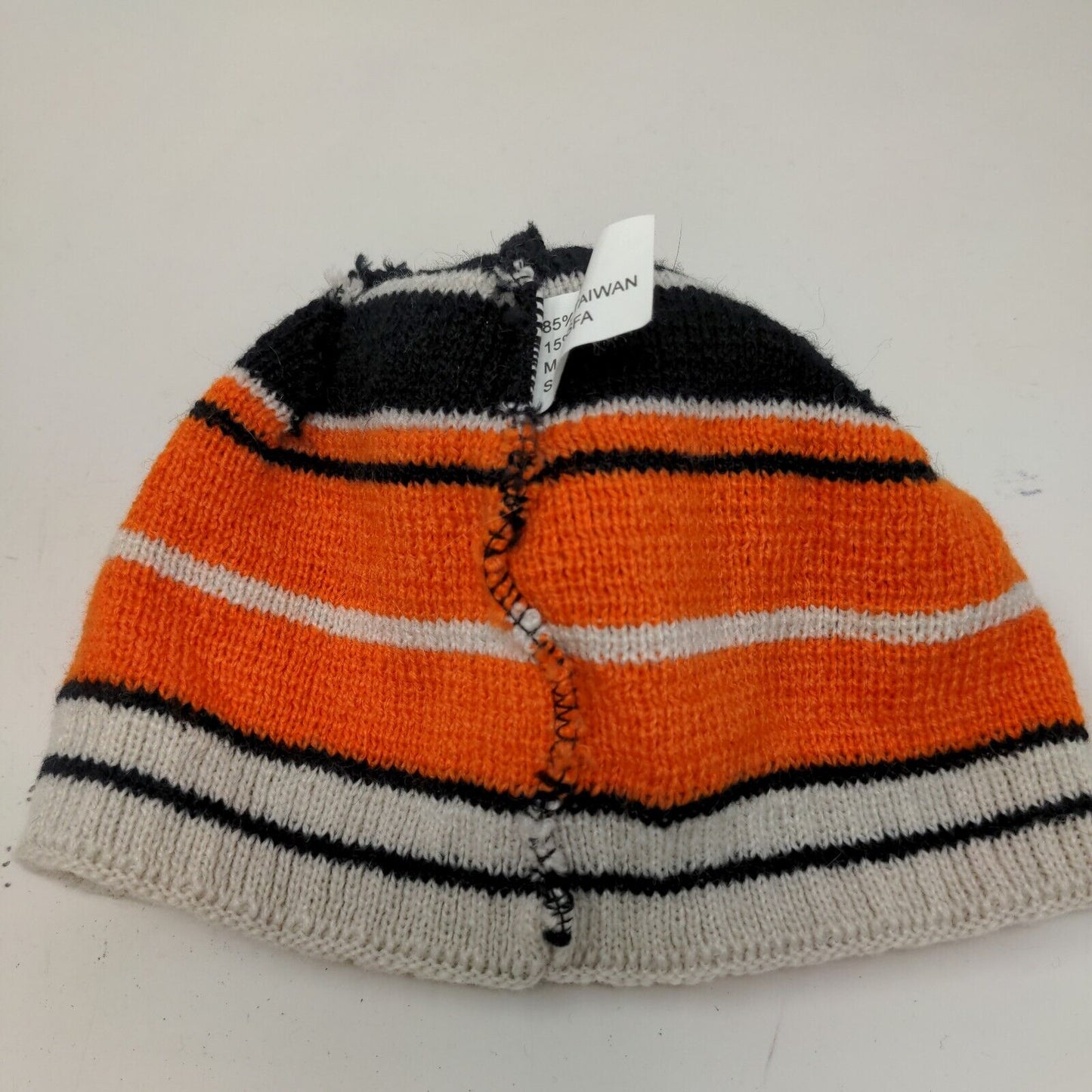 Eskimo Joe's Men's Beanie Cap Hat Orange Striped OSFA Embroidered Logo