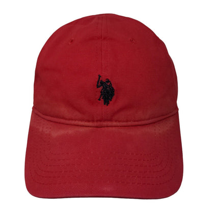 U.S. Polo Assn Men's Slideback Hat Red Adjustable Embroidered Logo Distressed