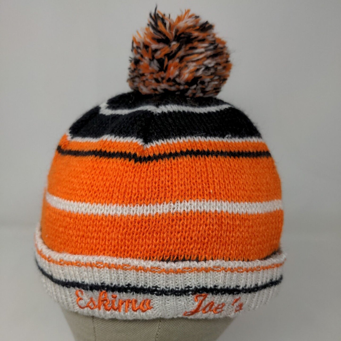 Eskimo Joe's Men's Beanie Cap Hat Orange Striped OSFA Embroidered Logo
