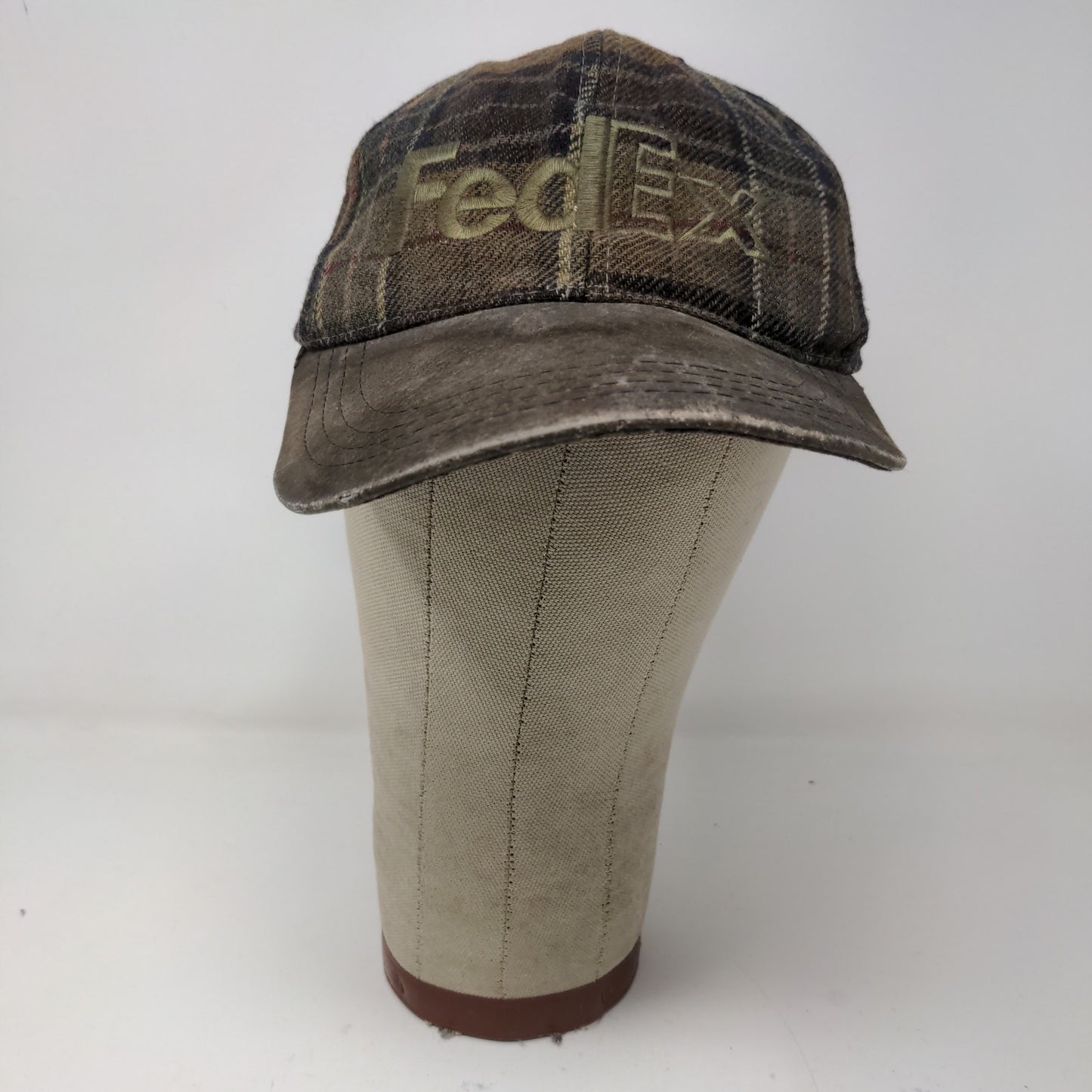 FedEx Mens Slideback Hat Brown Plaid OSFA One Size Embroidered Logo