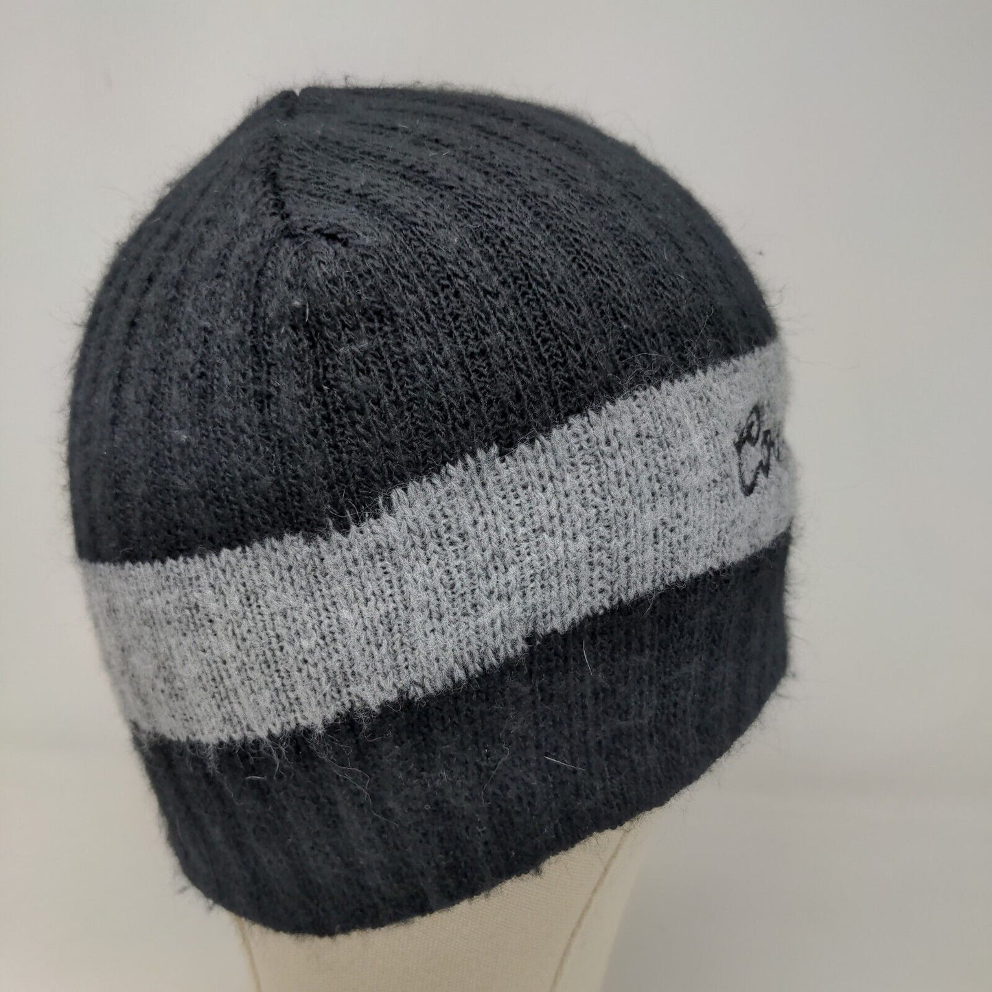 Coors Light Men's Knit Beanie Ski Cap Hat Black Gray Striped Embroidered Logo