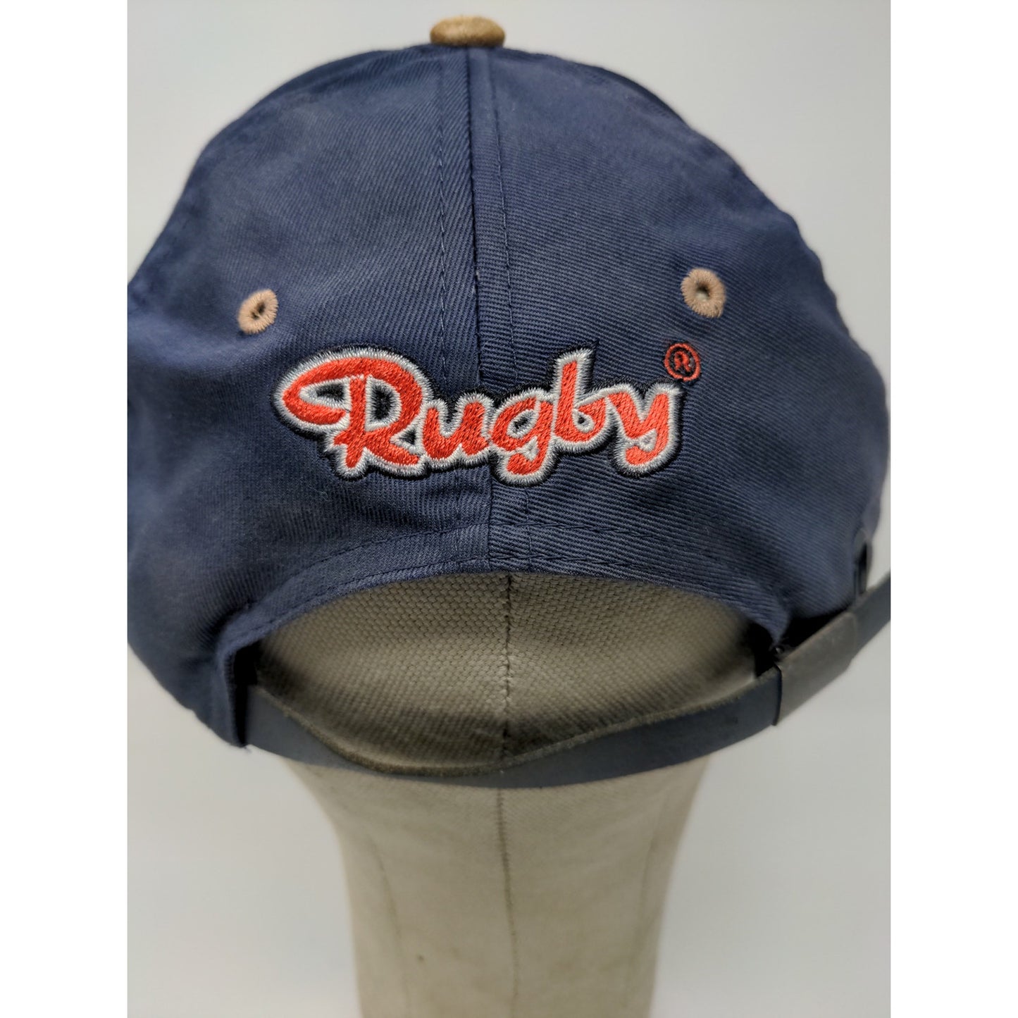 Rugby Manufacturing Company Slideback Hat Blue 7 Brown Embroidered Logo