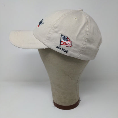 Speedline Athletic Wear Cream Strap Back Hat Cap Embroidered Logo Adjustable