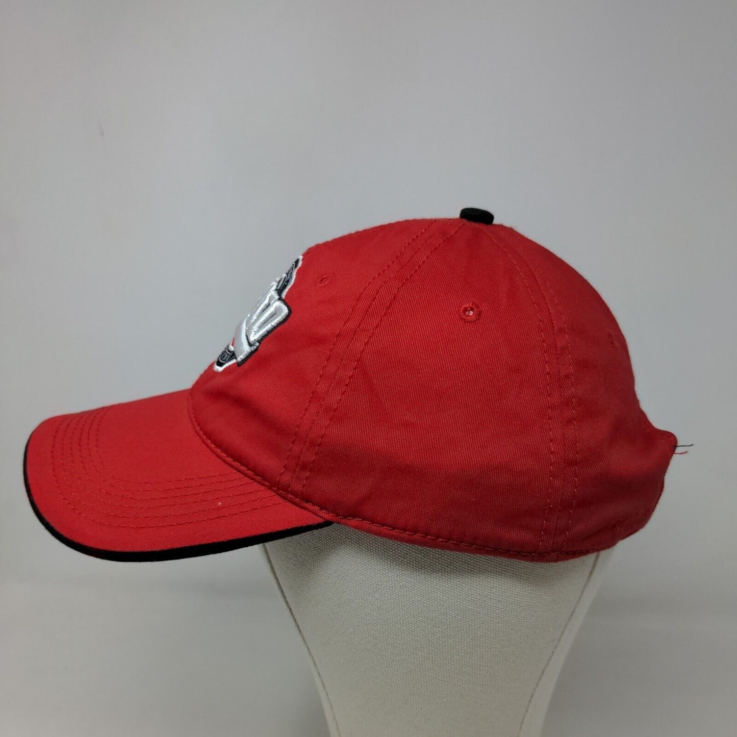 Corpro Men's Strapback Hat Red Size OSFM Embroidered Zebco Logo 100% Cotton