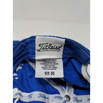 Titleist FJ Pro V1 Slideback Golf Hat Blue White Embroidered Spell Out Logo