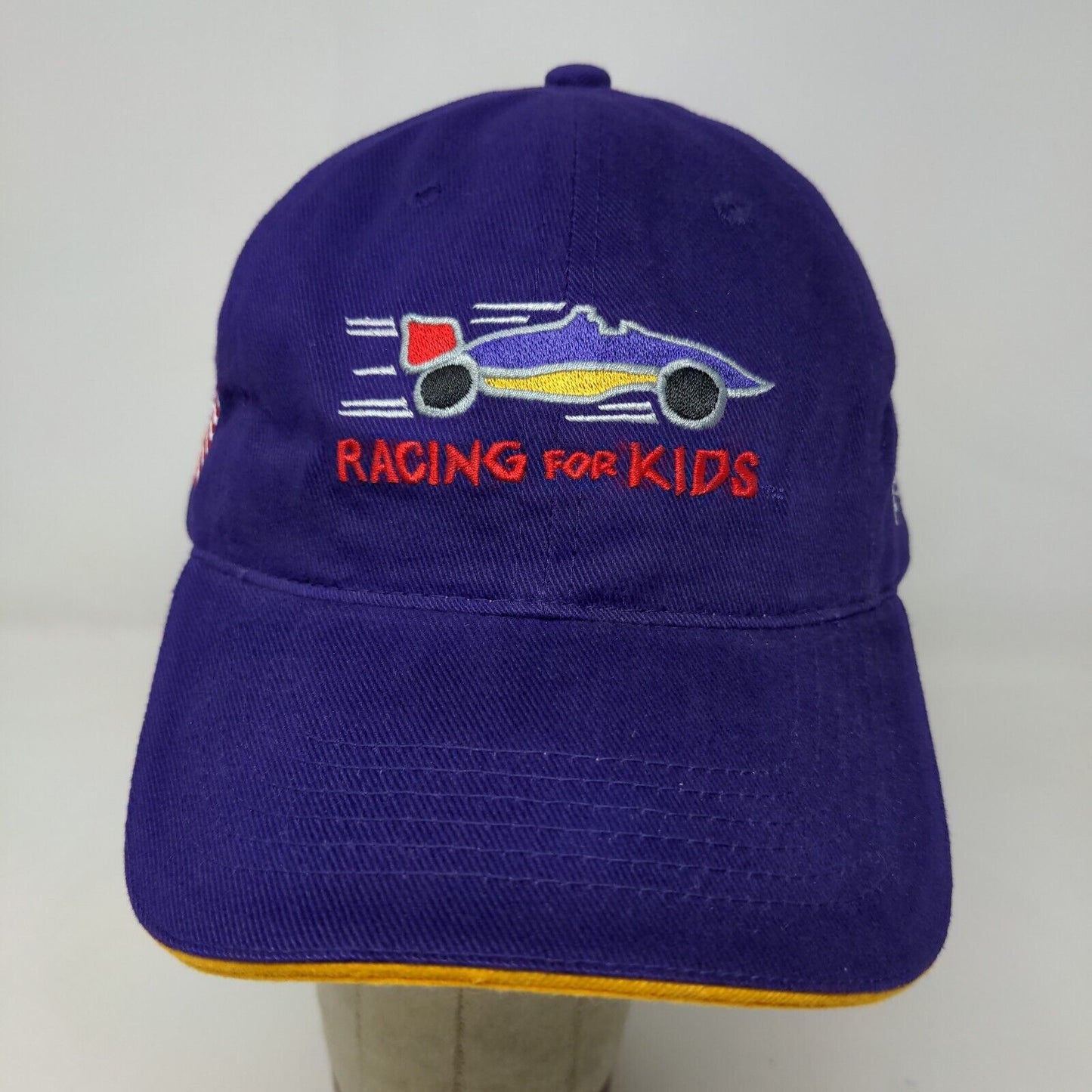 Racing for Kids Men's Strapback Hat Purple Yellow OSFA Embroidered Logo