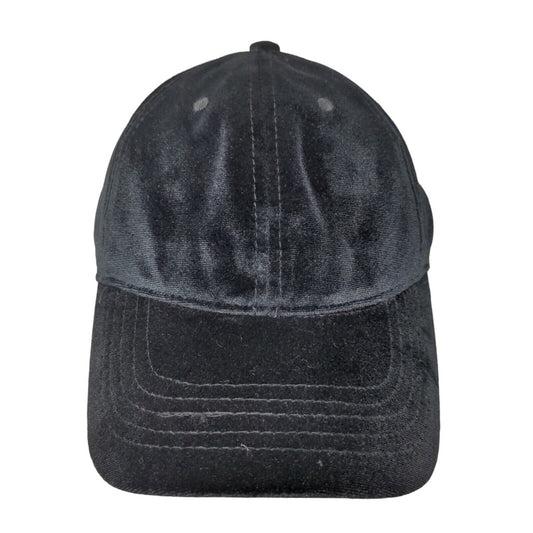 Unbranded Women's Velour Fuzzy Slideback Hat Black OSFM Blank Distressed