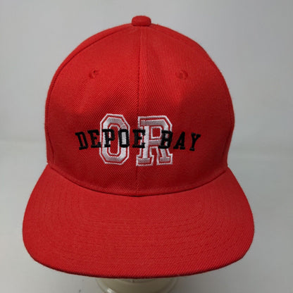 Unbranded Men's Snapback Hat Red Embroidered Logo Depoe Bay Oregon