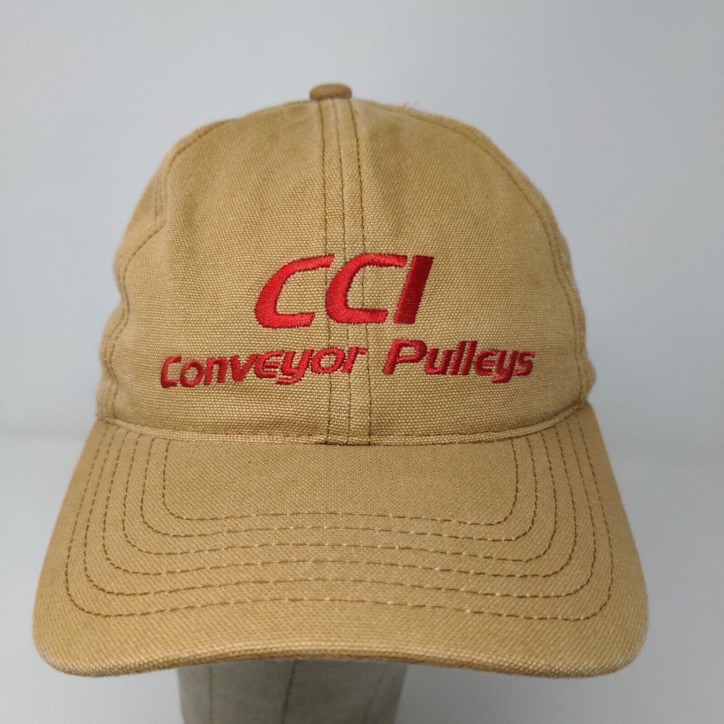 CCI Conveyor Pulleys Men's Slideback Hat Tan Embroidered Logo