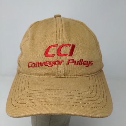 CCI Conveyor Pulleys Men's Slideback Hat Tan Embroidered Logo