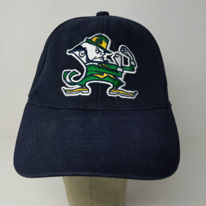 Notre Dame Fighting Irish Strapback Hat Embroidered Leprechaun Logo Blue