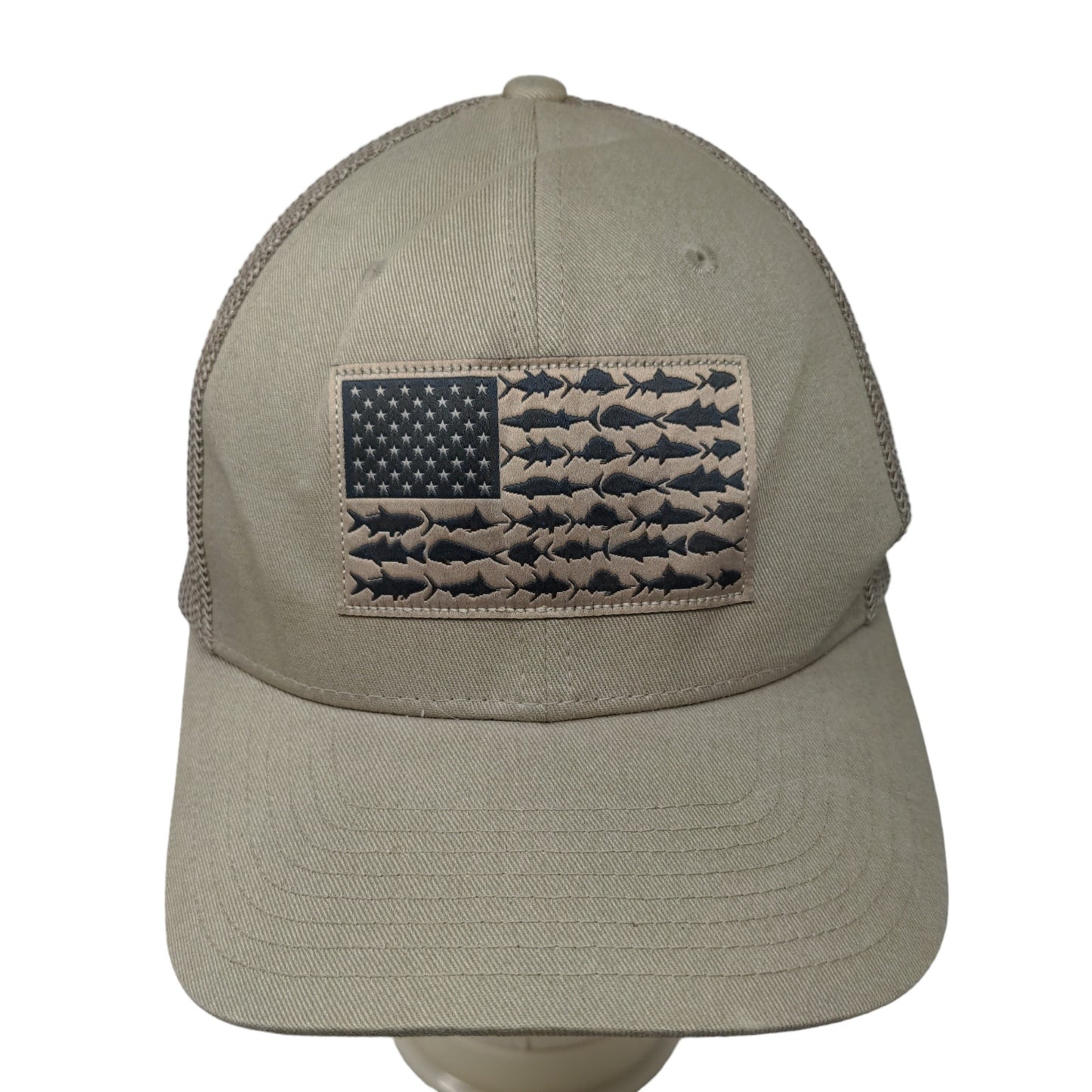 Columbia PFG Men's Fitted Hat Tan Size L/XL Embroidered Fish Flag Logo