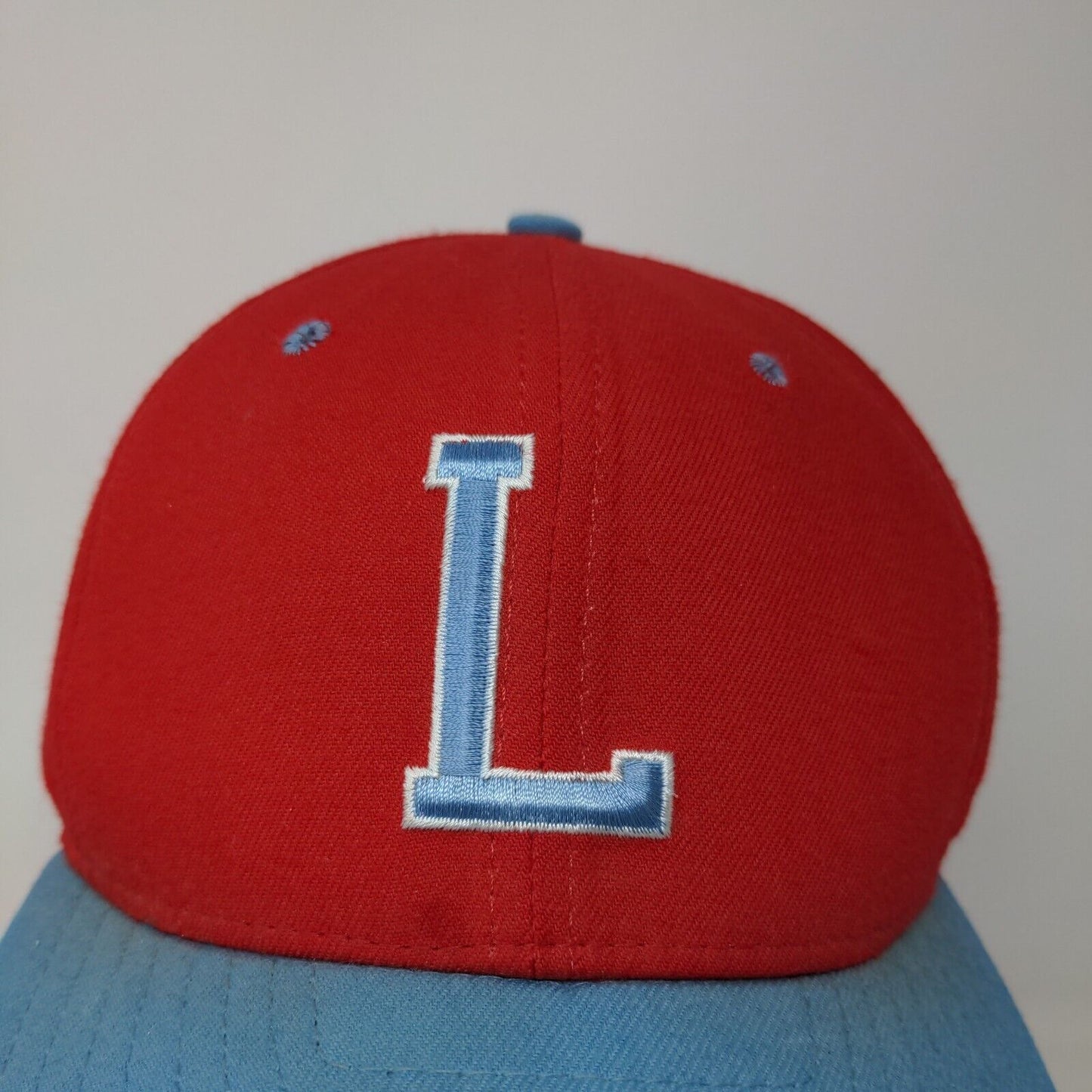 New Era Men's Snapback Hat Red Blue Size M/L Embroidered Logo Made USA