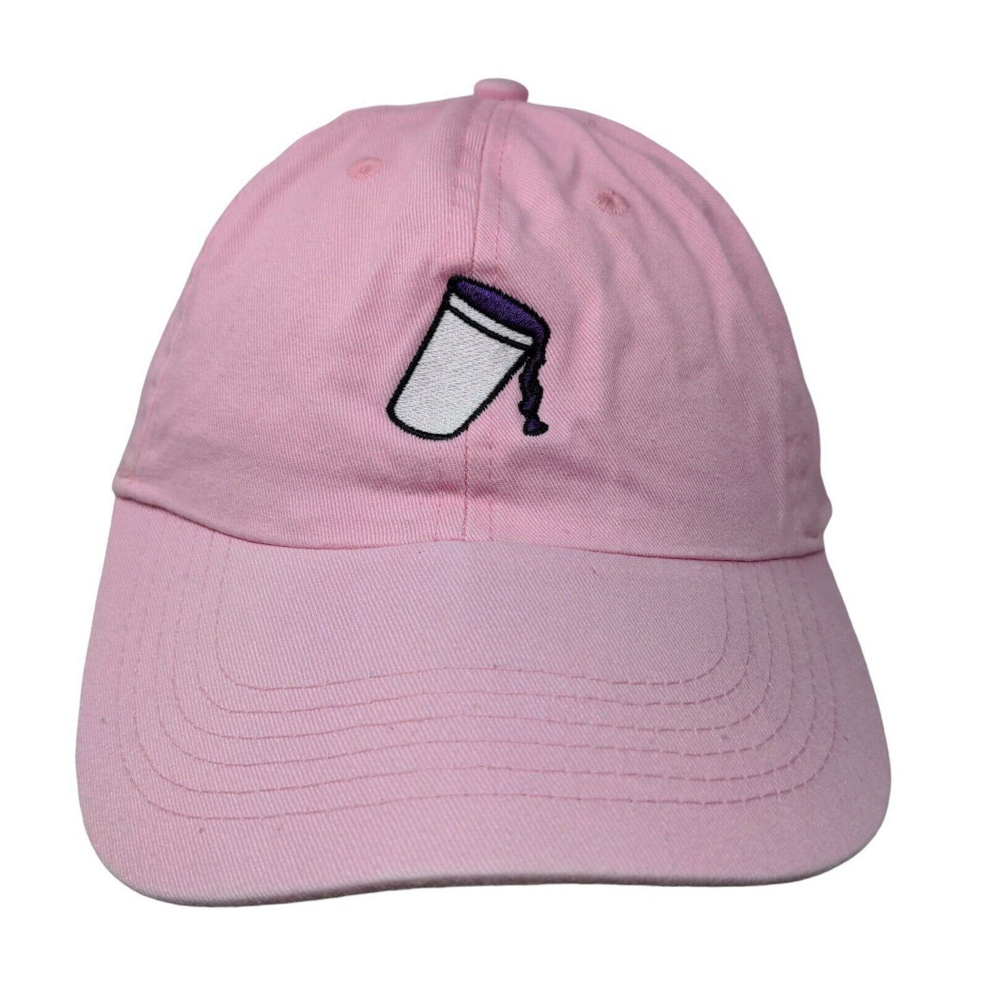 Newhattan Women's Slideback Hat Pink Size OSFA Embroidered Spilled Cup Logo