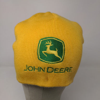 John Deere Boy's Knit Beanie Hat Yellow O/S 4-18 Embroidered Logo