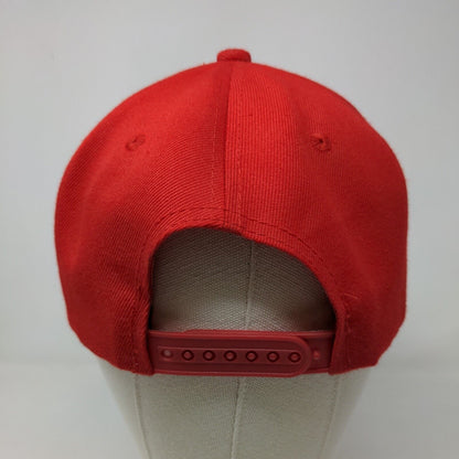 Unbranded Men's Snapback Hat Red Embroidered Logo Depoe Bay Oregon