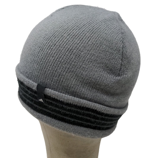 Adidas Men's Knit Beanie Hat Gray One Size Striped 100% Acrylic Warm Soft