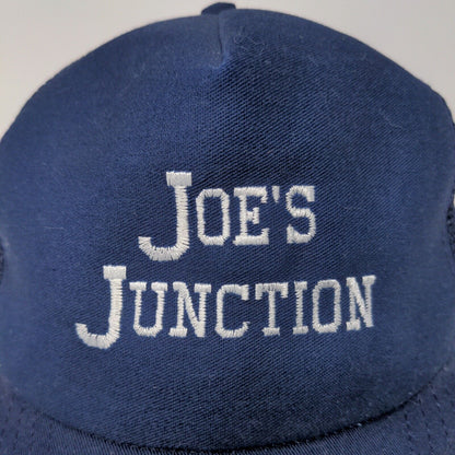 Joe's Junction Blue Snapback Meshback Hat Cap Made in USA Embroidered Spell Out