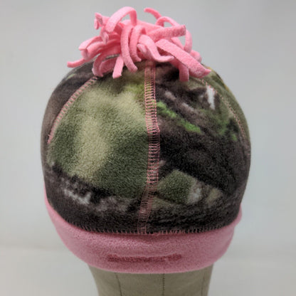 Huntworth Girls Camo Beanie Hat Fleece Green Brown Pink One Size Embroidered