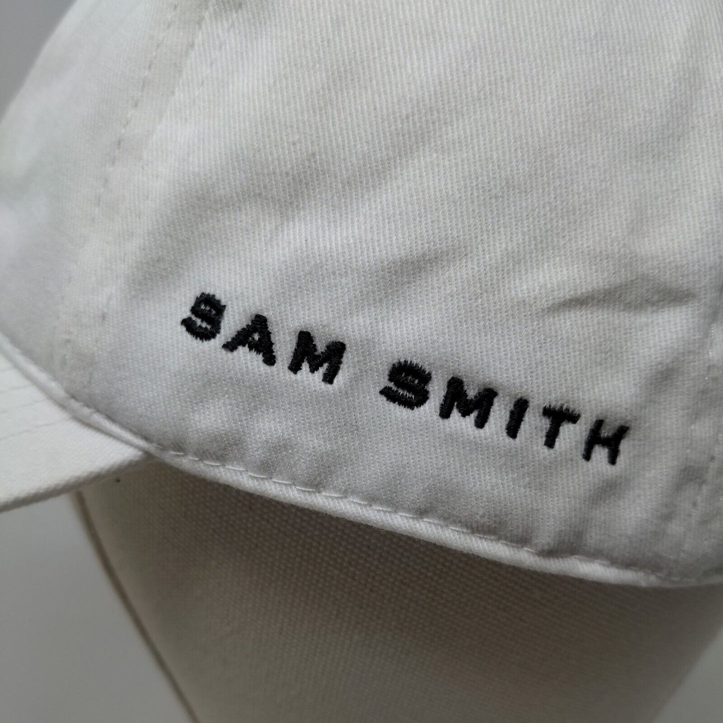 Sam Smith Men's Slideback Hat White Adjustable Embroidered Logo 100% Cotton