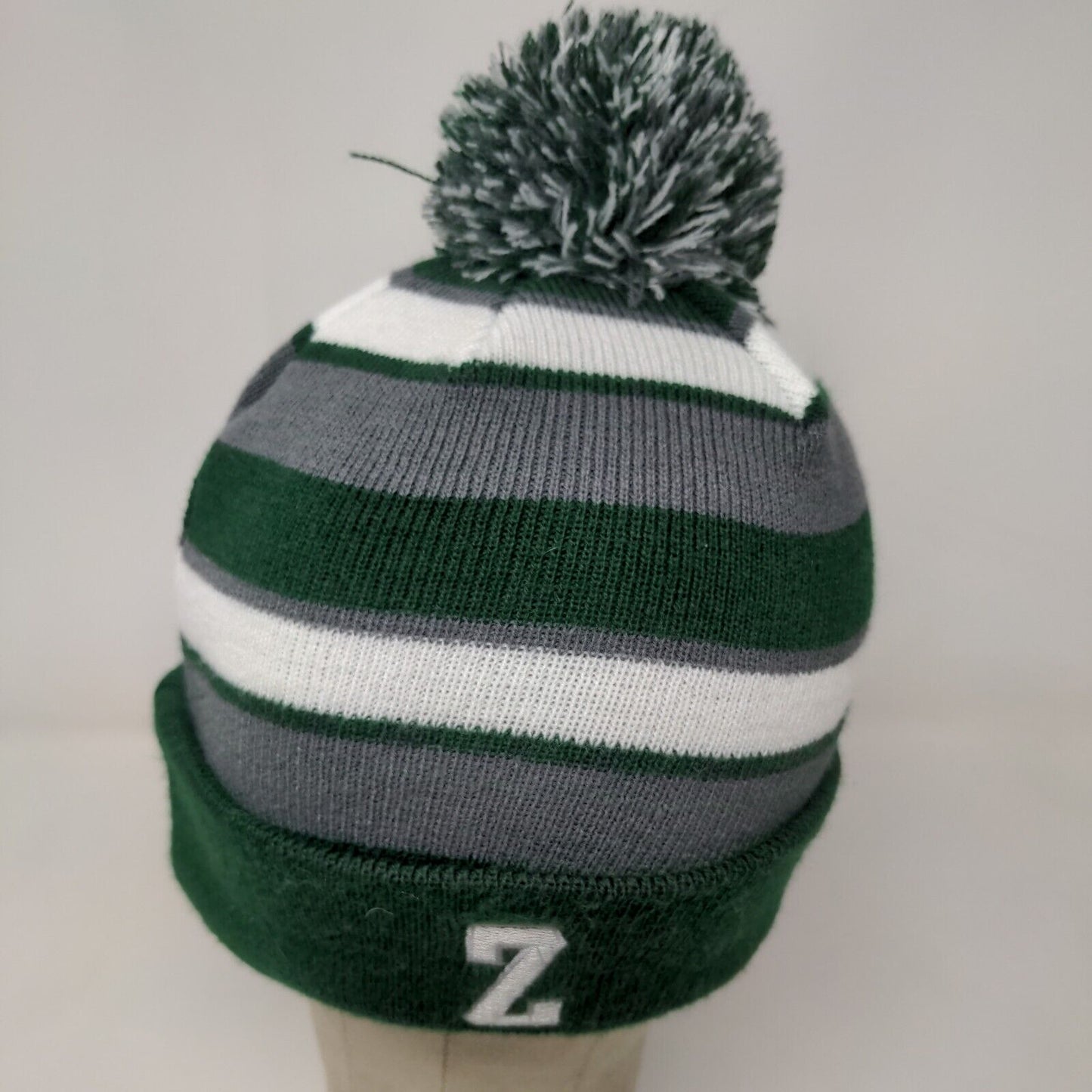 Holloway Men's Beanie Cap Hat Green Gray Striped OSFM Embroidered Z Logo