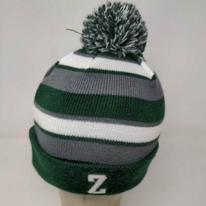 Holloway Men's Beanie Cap Hat Green Gray Striped OSFM Embroidered Z Logo