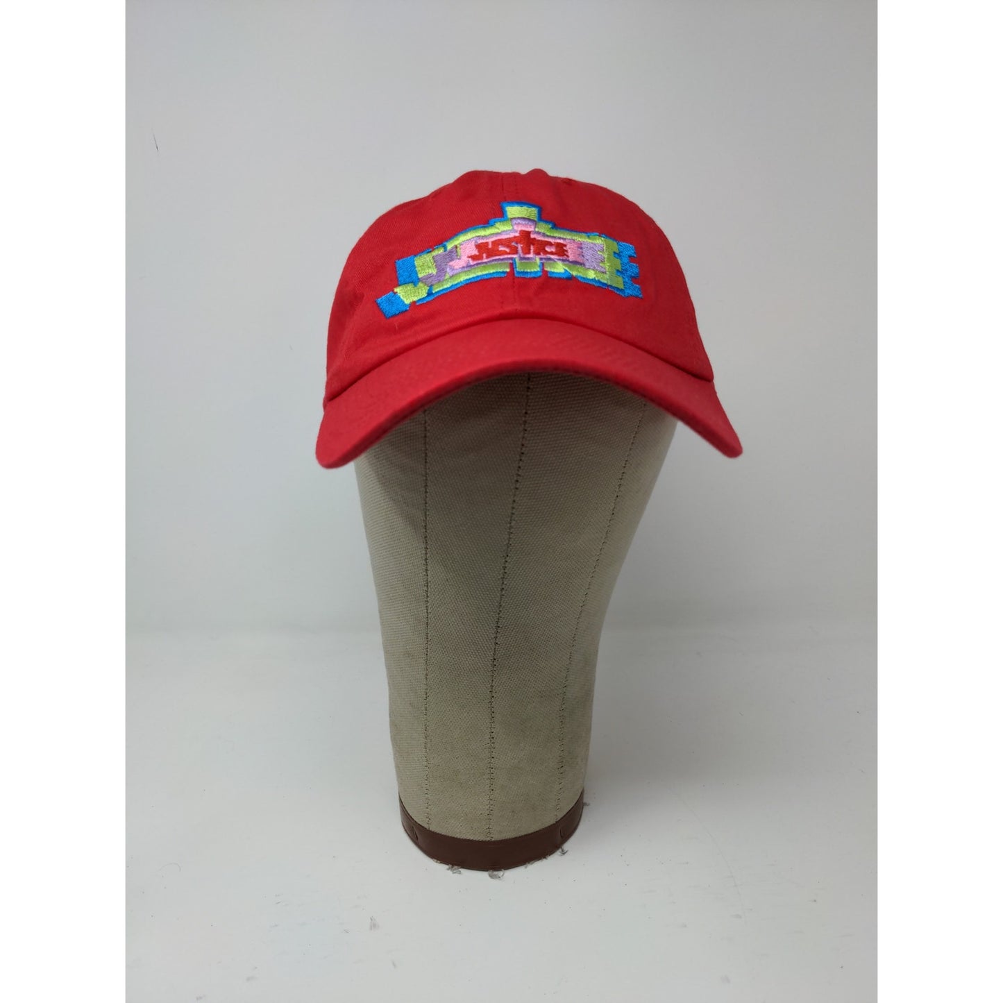 Justice Red Embroidered Logo Slideback Hat Red 100% Cotton Logo
