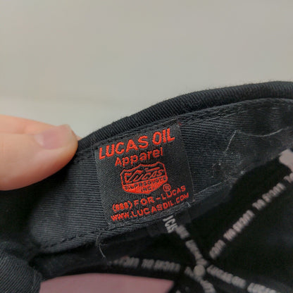 Lucas Oil Men's Snapback Hat Black Red Adjustable Embroidered Logo