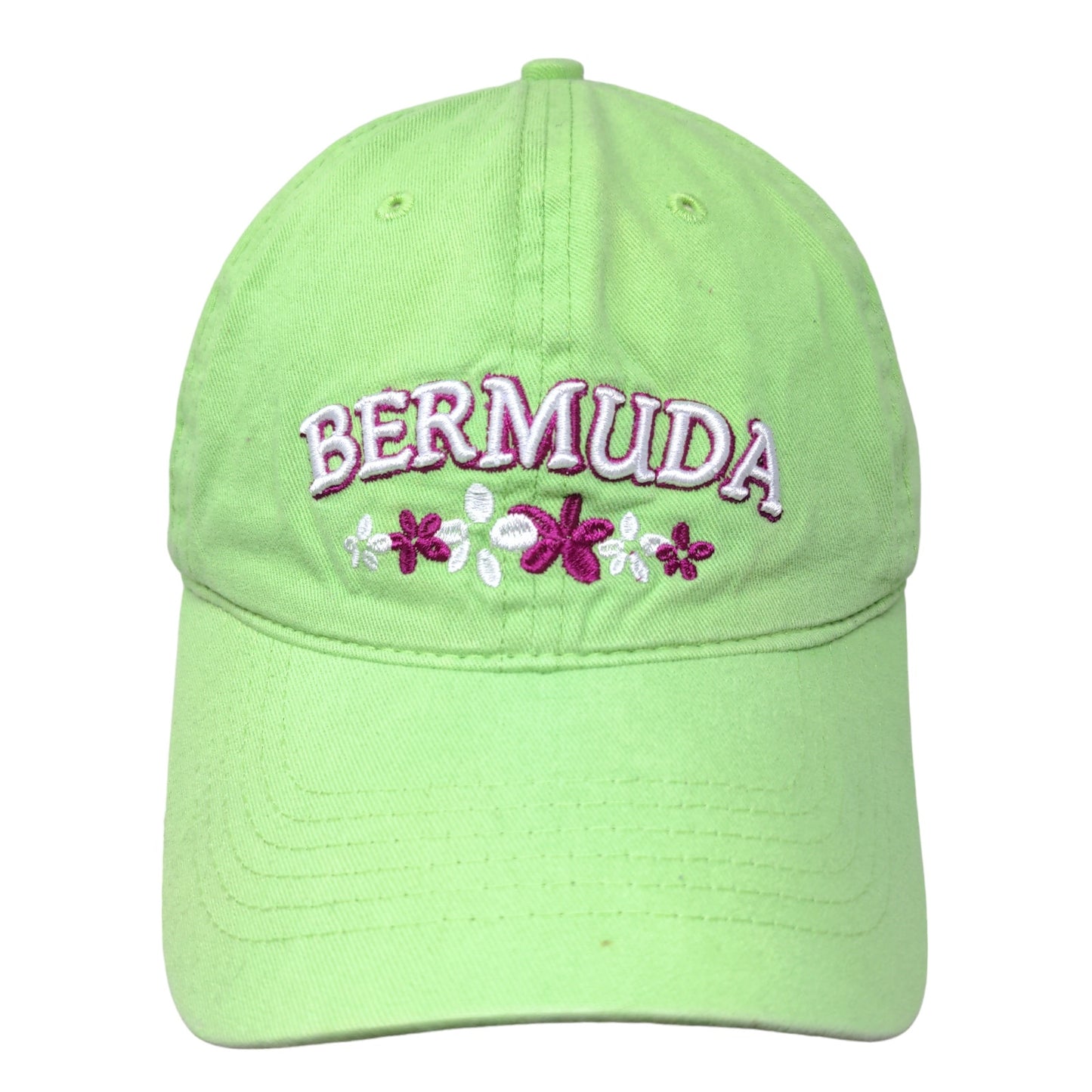 JHats Women's Strapback Hat Green Adjustable Embroidered Bermuda Logo Floral