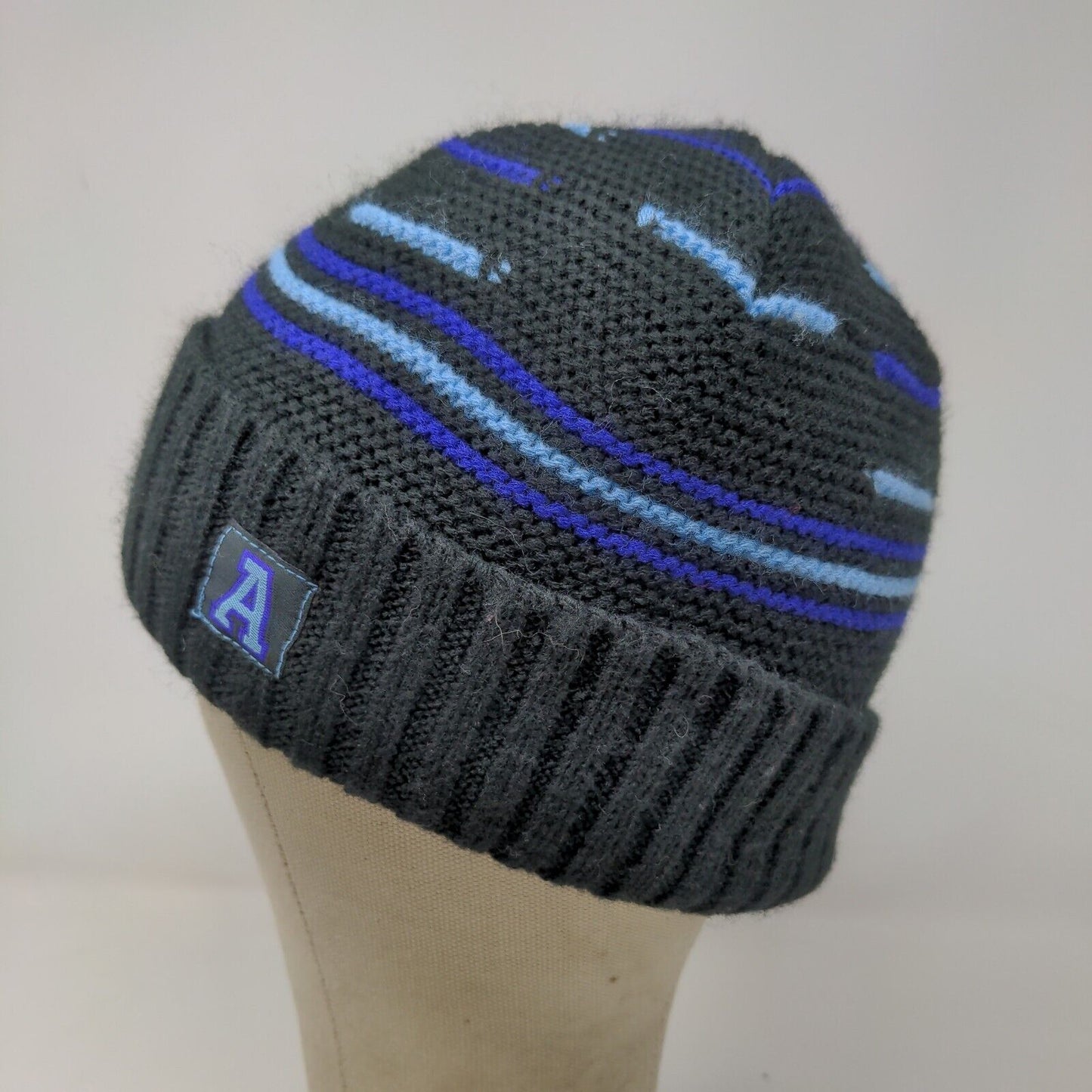 Adidas Men's Knit Beanie Hat Cap Black OSFA Striped Patch Logo